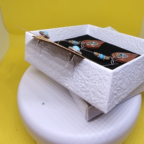 2 pr Fashion Faux Turquoise Earrings - Picture 3 of 7